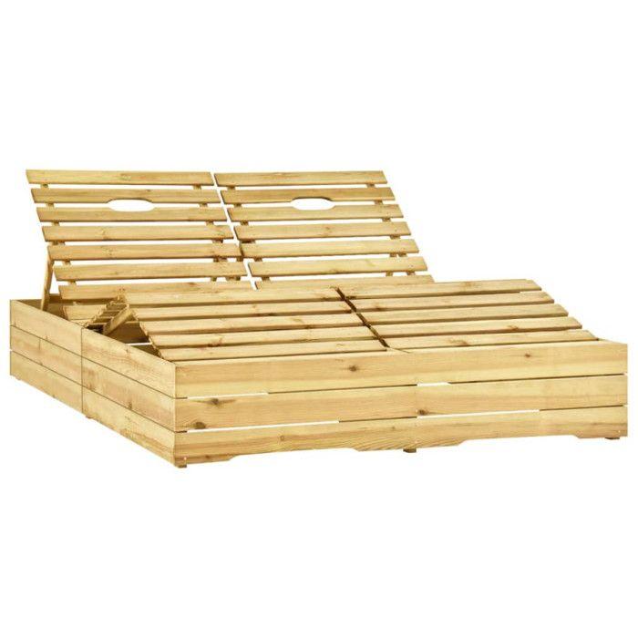 VidaXL Chaise longue double et coussins crème Bois de pin imprégné 3065986