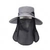Summer Mens Wide Brim Sun Hat With Removable Mask For Outdoor Fishing And Sun Protection