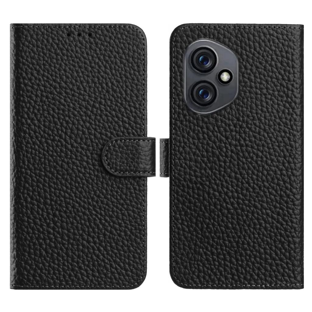 For Honor 400 5G (Global) Case Wallet Stand Litchi Texture Genuine Cow Leather Flip Phone Cover