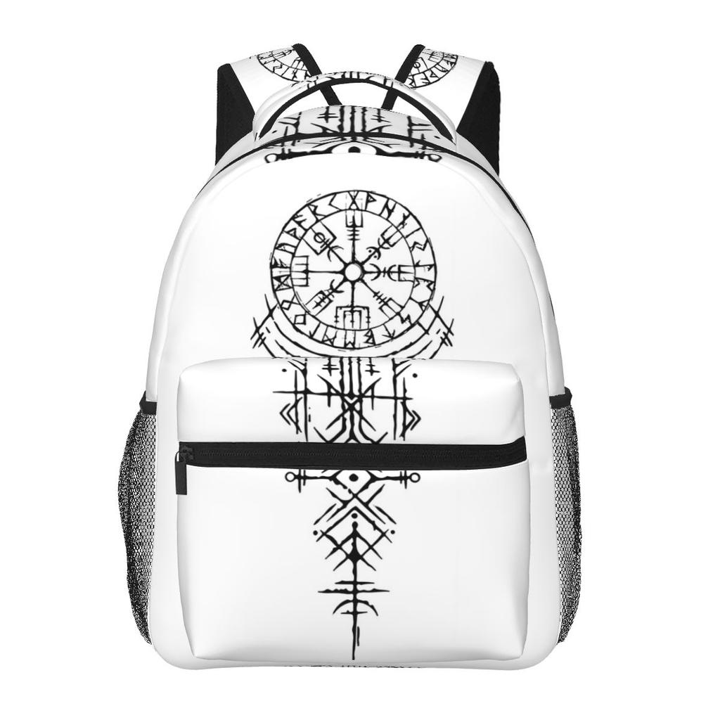 Viking Runic Compass Icelandic Magic Symbol Student Backpack School Bag Hiking Travel Daypack for Men Women Bookbag Shoulder Bag