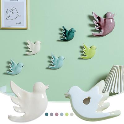 Nordic Style 3D Ceramic Birds Wall Hanging Crafts Aesthetic Wall Mounted Ornaments Living Room Home Background Wall Decor