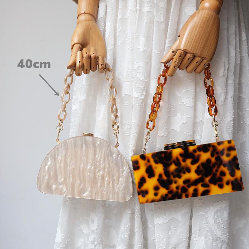 DIY Neue Mode Frau Handtasche Zubehör Kette Schwarz Beige Bernstein Abnehmbare Harz Luxus Strap Frauen Kupplung Schulter Geldbörse Kette