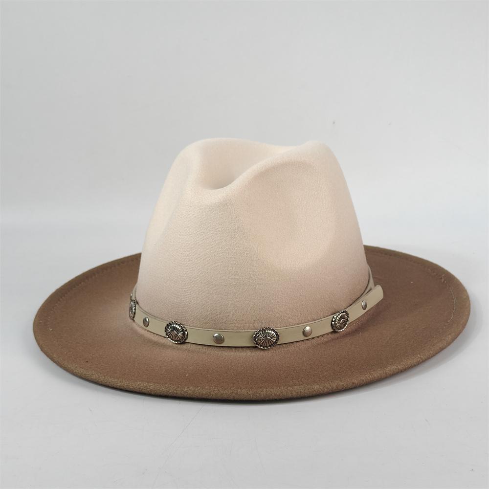 Gradient Color Fedora Wide Brim Felt Panama Hat with Belt Fedora Hat Men and Women for Painted Party Jazz Felt Hat Autumn Winter