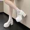 Mary Jane Shoes For Women With High Heel Pu Material Casual Spring Footwear