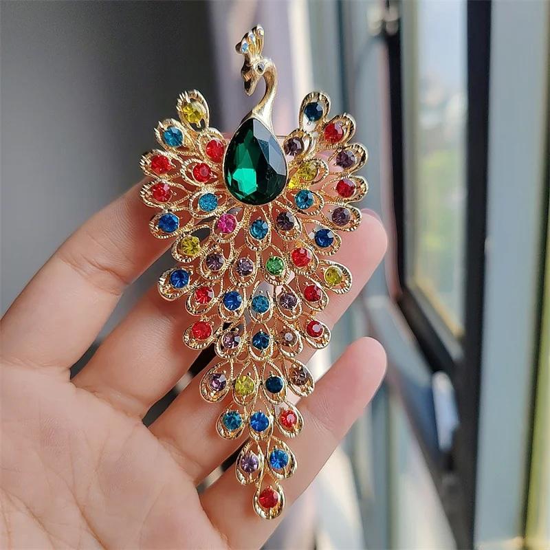 1pc Jewelry Accessories Luxury Peacock Brooches Colorful Rhinestone Creative For Women Crystal Brooch Pins