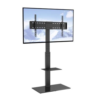 VEVOR TV Stand Mount, Swivel Tall TV Stand for 32 To 85 Inch TVs, Height Adjustable Portable Floor TV Stand with Tempered Glass Base for Bedroom