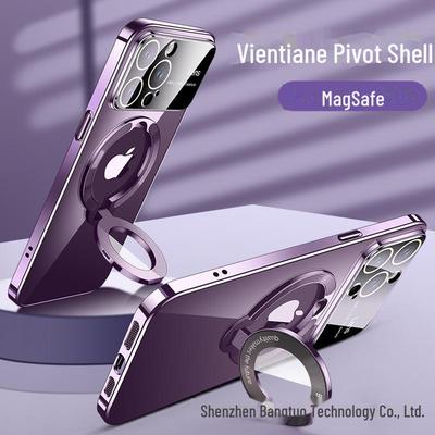 Magnetic Electroplated Clear Case with Lens Film for iPhone 15 Pro Max