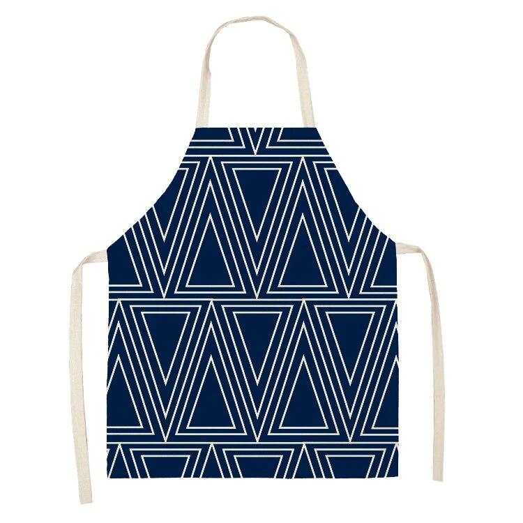 Kitchen Apron Navy Blue Geometric Pattern Kitchen Sleeveless Apron Linen Bib Home Cleaning Tools Cooking Apron Dinner Apron