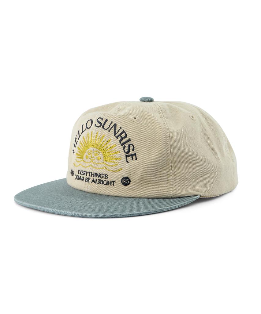 HELLO SUNRISE Washed Two Tone Arch Logo 6Panel Cap_Beige & Khaki