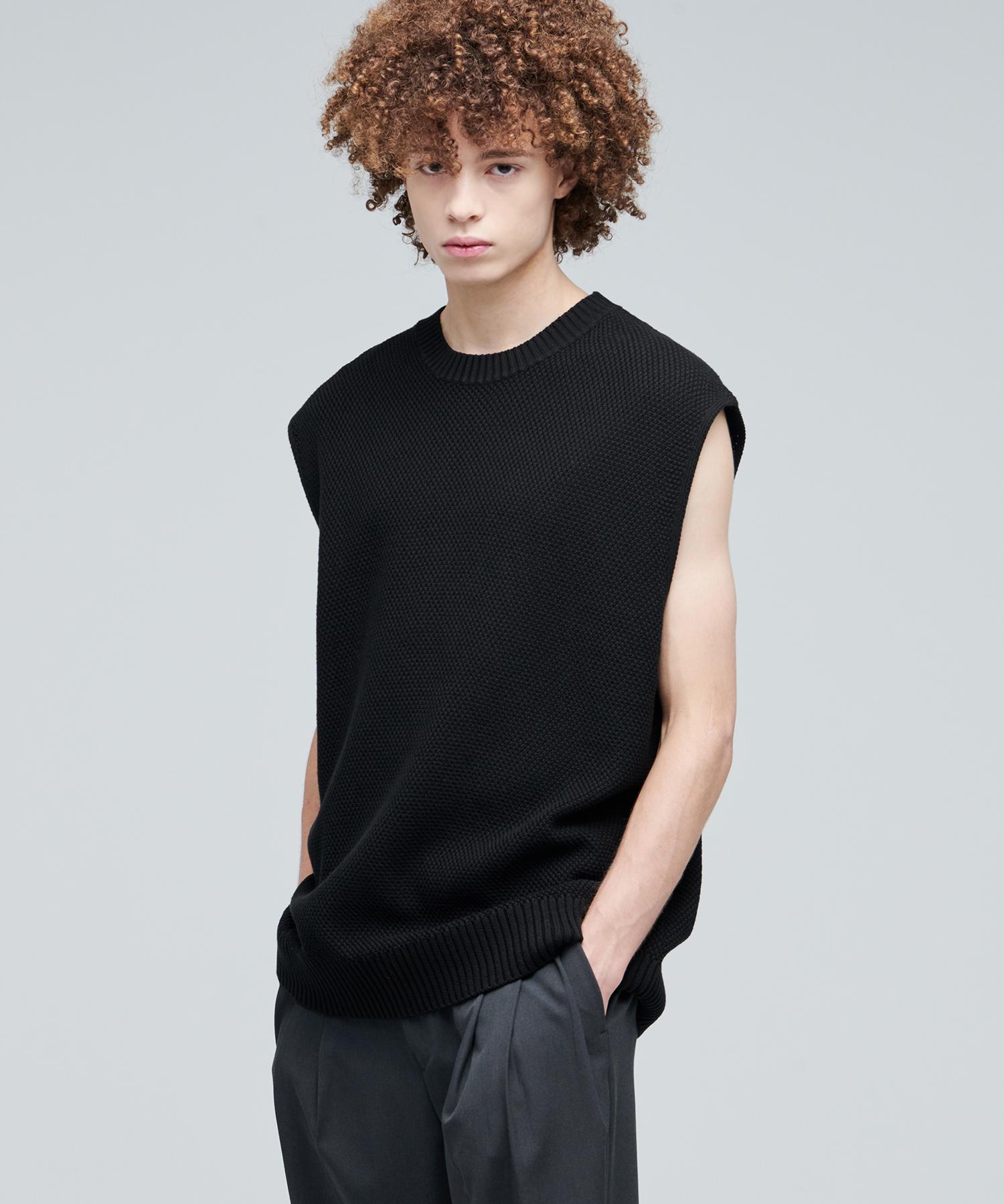 Musinsa Standard Textured Crew Neck Knit Vest [Black] Black/S