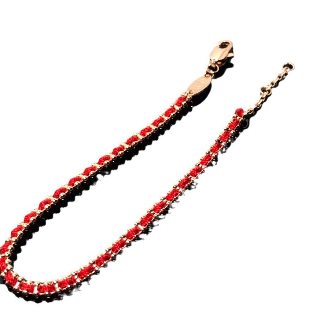 Women's Pure Silver Red Rope Bracelet - Niche Design, Handwoven New Year Jewelry