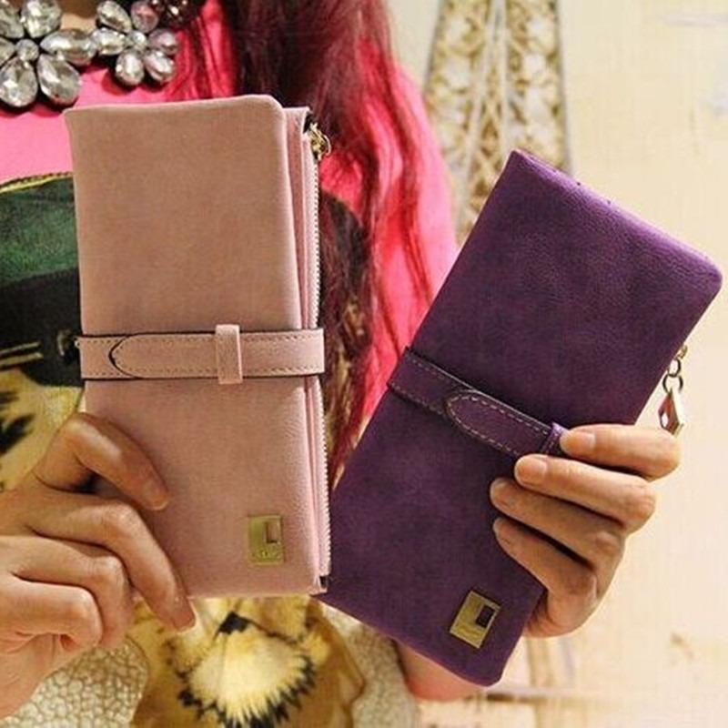 

Buckle Folding Multifunctional Large Capacity Women s Leather Wallet фіолетовий