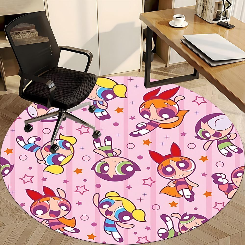 1pc Powerpuff Girls Office Round Area Rug, Under Office Chairs Bedroom Living Room Home Decor  a1022217