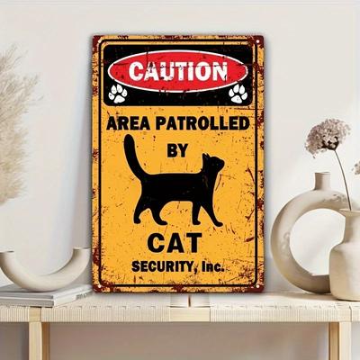 Cat Security Inc. Metal Wall Sign -  Retro Country Decor with Humorous Warning, Perfect for Lovers Home or Gift, Pet Own