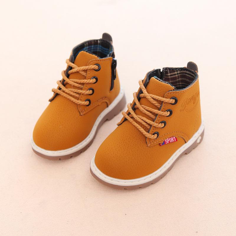 

Shoes Winter Girls Boots Boys Children Snow Motorcycle Boots Laceup Rome Short Boots Winter Kids Shoes Antiskid Shoes 21