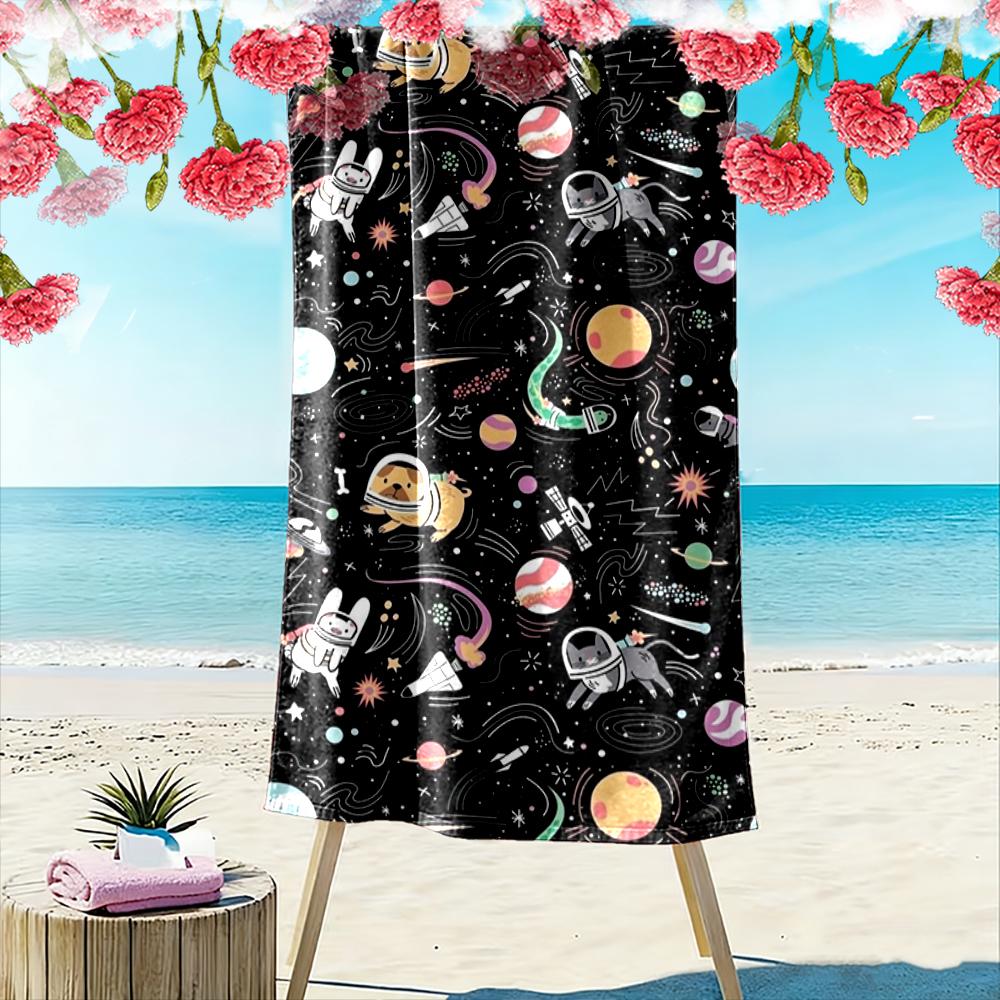 Astronaut Animals in Space Design Beach towel quick-drying for travel outdoor sports jogging beach and swimming
