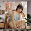 2 Pieces of Pure and Innocent Beauty Model Printed Curtains, Pole Bag Home Decoration, Room Decoration