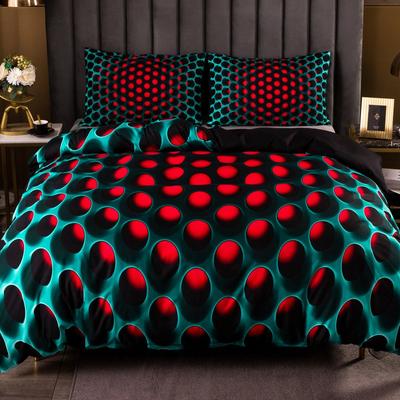 Abstract Honeycomb Coal 3D Digital Printing Three-piece Set, Duvet Cover, Bedding Set with Pillowcase
