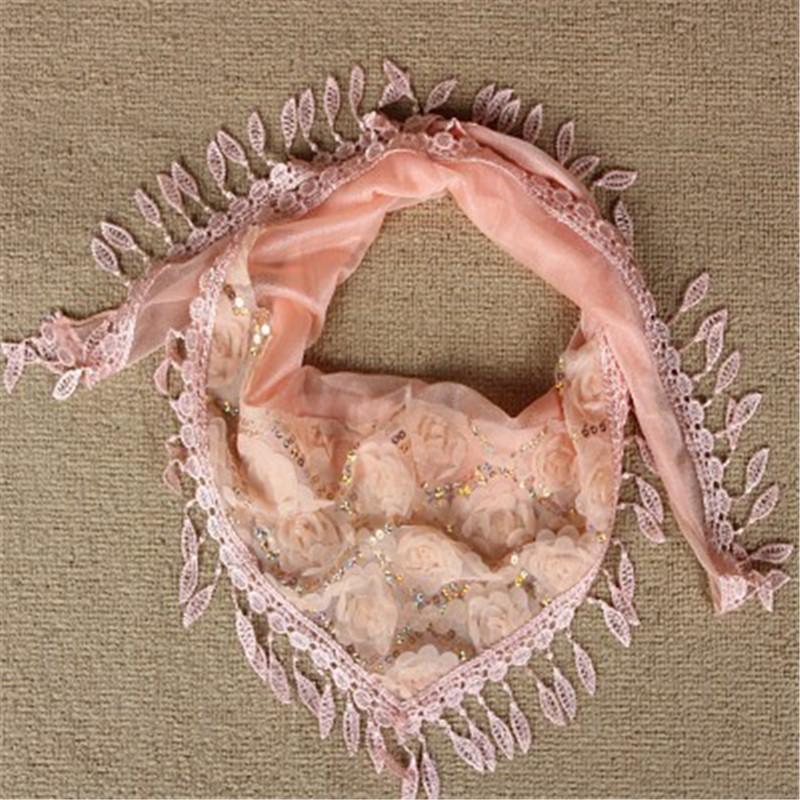 Frühling Und Herbst Frauen Dreieck Schal Exquisite Quaste Stickerei Dünne Seide Schal Schal