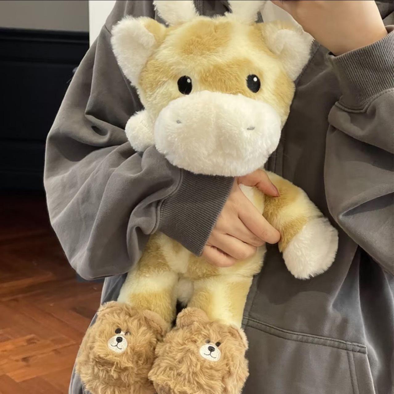 Cartoon Deer & Giraffe Plush Toy: Cute Soothing Doll for Girls 50cm