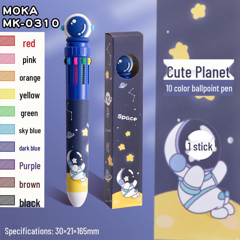 Ten-Color Cartoon Click-Action Multi-Functional Ballpoint & Marker Pen for Students