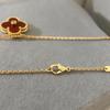 Carnelian Necklace for Women Lightweight Luxury Four-leaf Clover Hand Clasp Choker