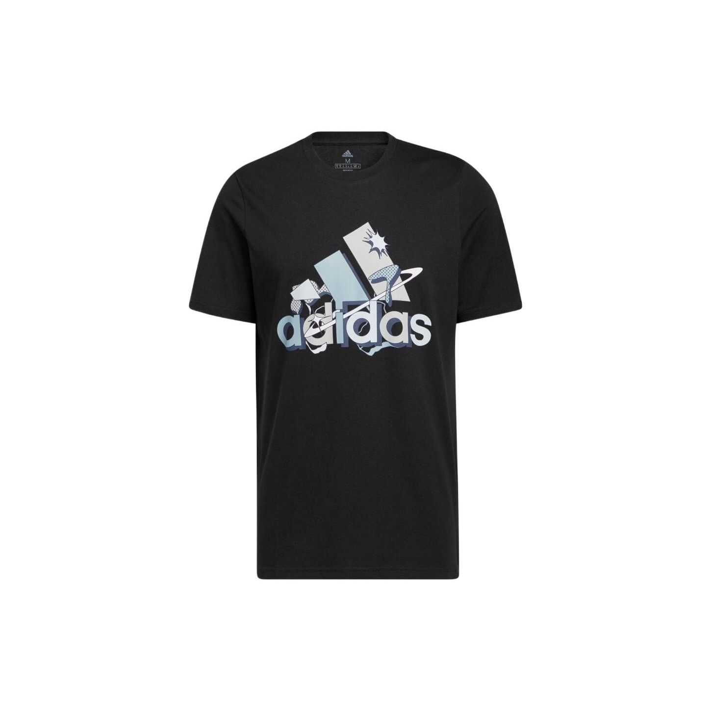 

Adidas Повседневная футболка с круглым вырезом и коротким рукавом с логотипом Мужские топы Черные HE4809