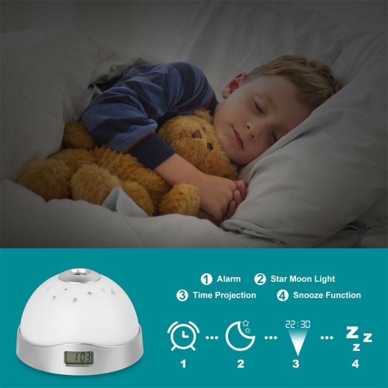Led Digital Projector Alarm Clock 7 Color Changes Time Display Easy To Set Multi-color Night Light