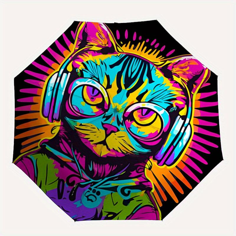 

1pc Colorful Cat Headphones Automatic Open/close Folding Umbrella, Compact Portable Travel Umbrella, Durable Construction yy250809153
