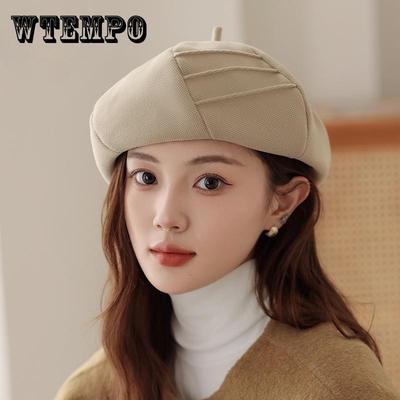 Beret damski z poliestru - ośmiokątna czapka gazeciarza, elegancki jednolity kolor, styl brytyjski, zimowa czapka z wełny z ochroną przeciwsłoneczną, czapka beanie