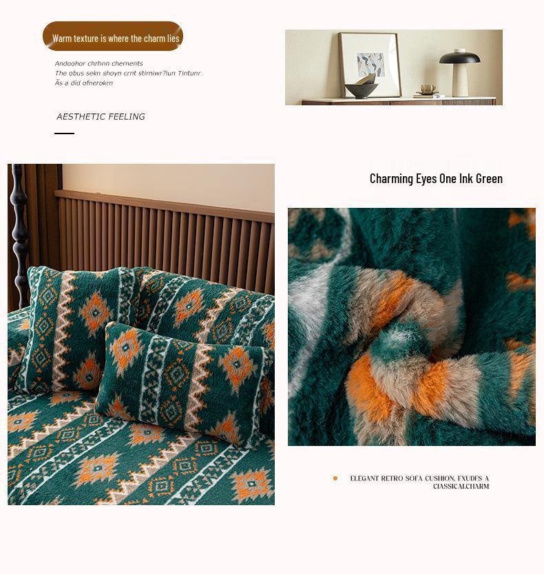 Bohemian Plush Sofa Cushion - Non-Slip, Winter-Ready, Thickened Cover 2025