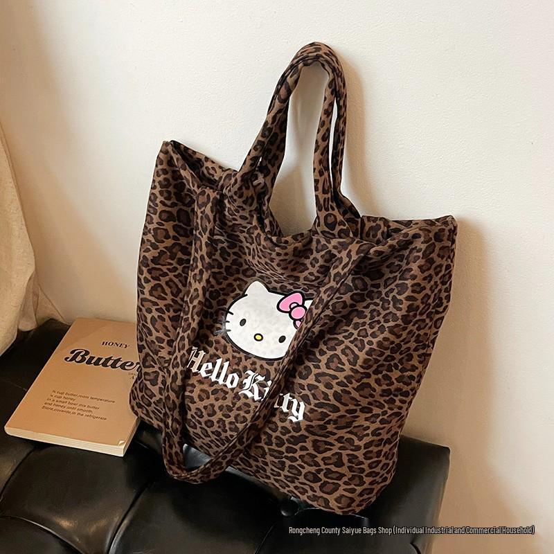 2025 Autumn/Winter Leopard Print Cute Single Shoulder Tote Bag - Large Capacity Shopping Handbag