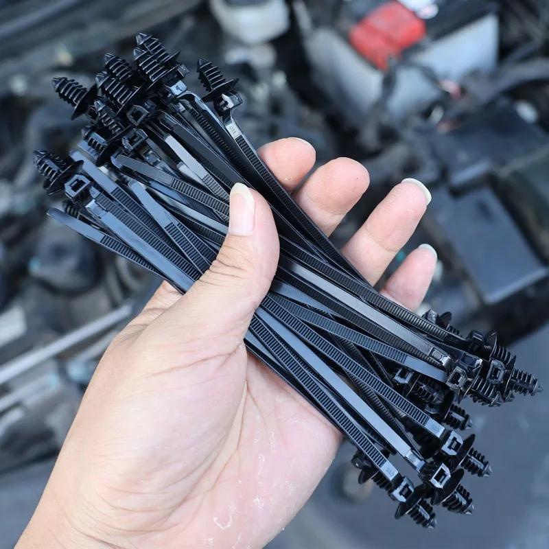 Nylon Car Cable Ties Threaded Head Automotive Wire Management Straps Self Locking Fasteners Universal Vehicle Organizer Quality