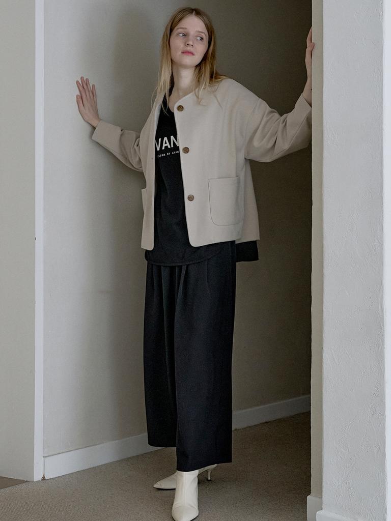 AVANT-G Poly Spandex Wide Banding Pants - Black