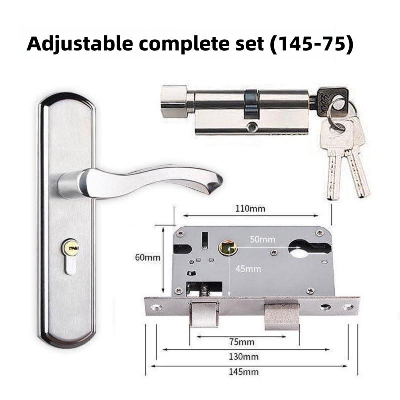Stainless Steel Household Indoor Door Lock Universal Type Wooden Door Lock Tamper Free Adjustable Door Handle Bedroom Door Lock