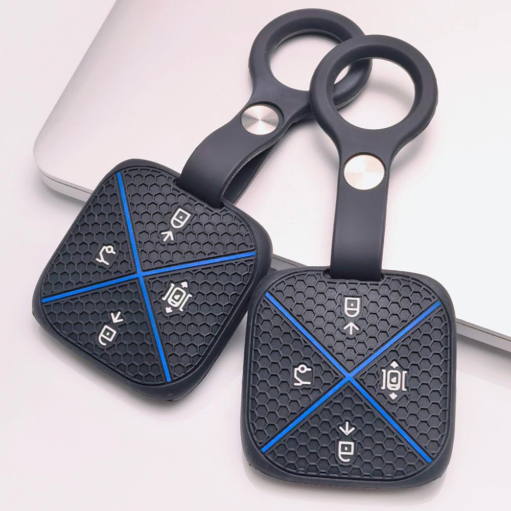 Soft Silicone Smart Key Sleeve for Zeekr Zeekr 001 Zeekr 009 Zeekr X Zeekr 007 with Keychain Honeycomb Texture Anti Scratch Smart Key Fob Sleeve