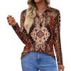 Women's Fashion Casual Lapel Short Long Sleeve Print Shirt Women's Button Up Tops