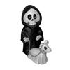 Halloween Ornament Skull Grim Reaper Walking Dog Figurine Decorative Skeleton Statue Courtyard Balcony Garden Sculpture