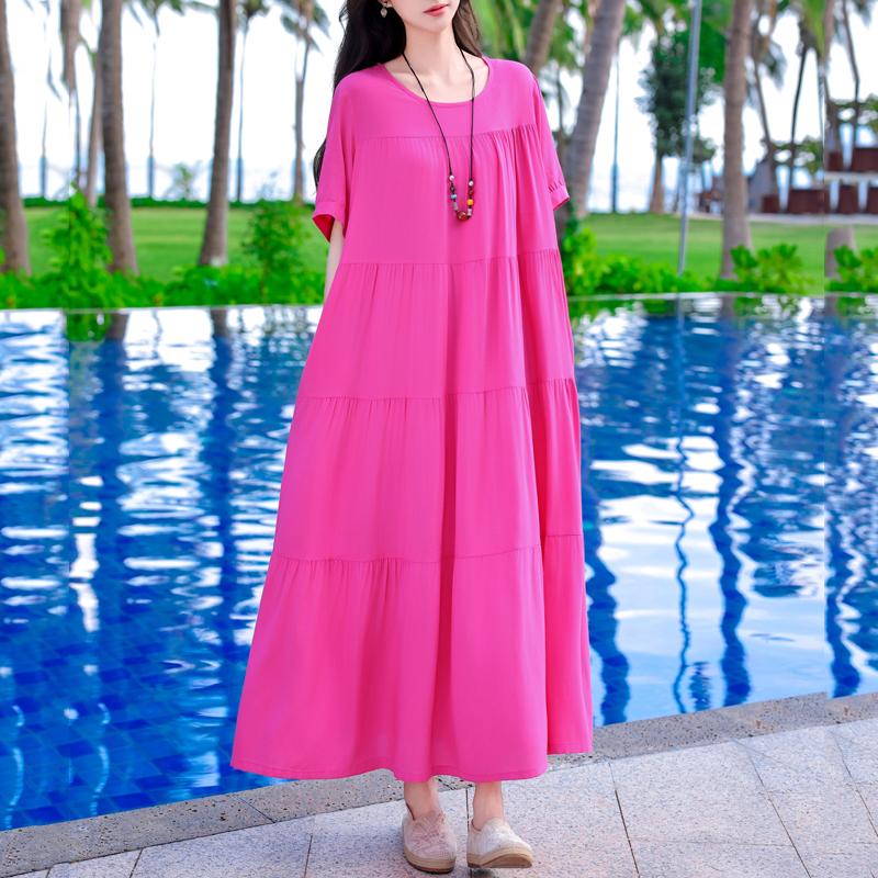 Elegant Long Dresses Summer Clothes Short Sleeve Casual Loose Women Dress