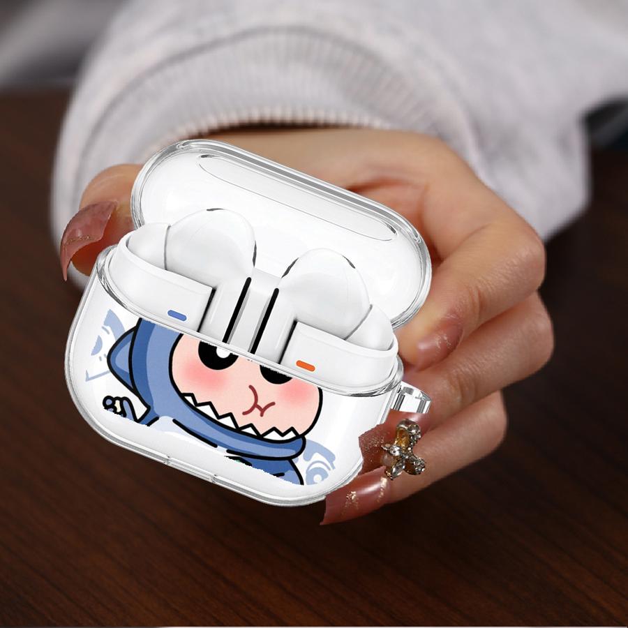 Clear Earphone Cases Cover With Hook Case For Samsung Galaxy Buds 2Pro 3 FE Live 3Pro 2 4 Pro 4Pro Cartoon Crayons Shinchan