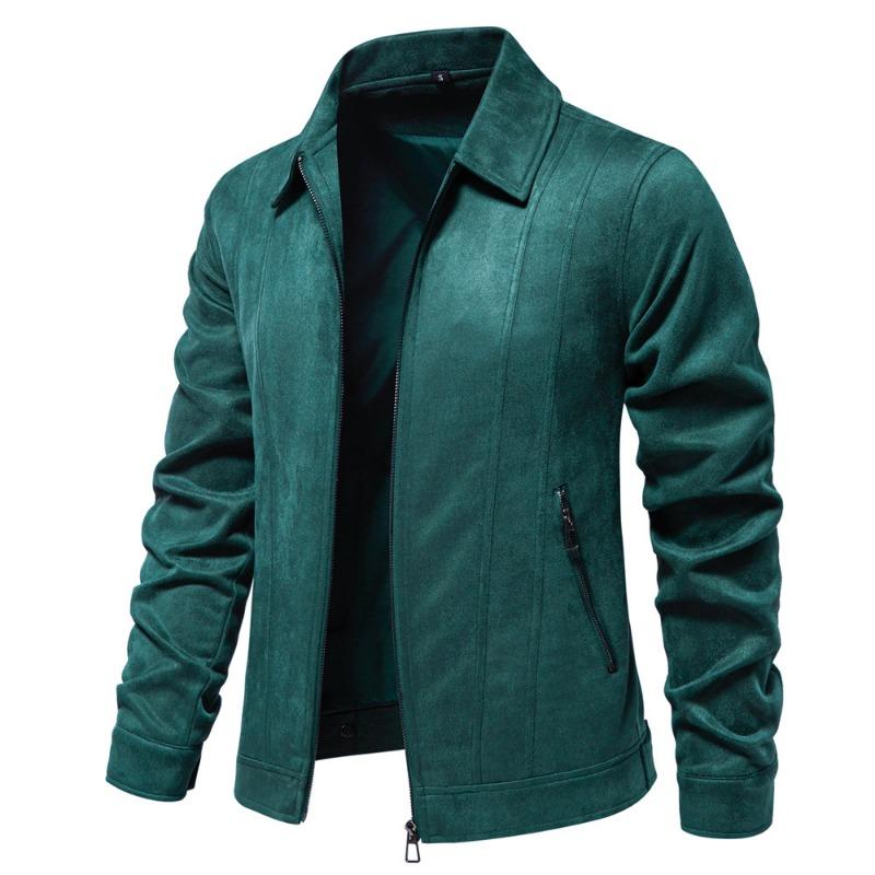 Men’s Suede Turn Down Collar Outdoor Jacket