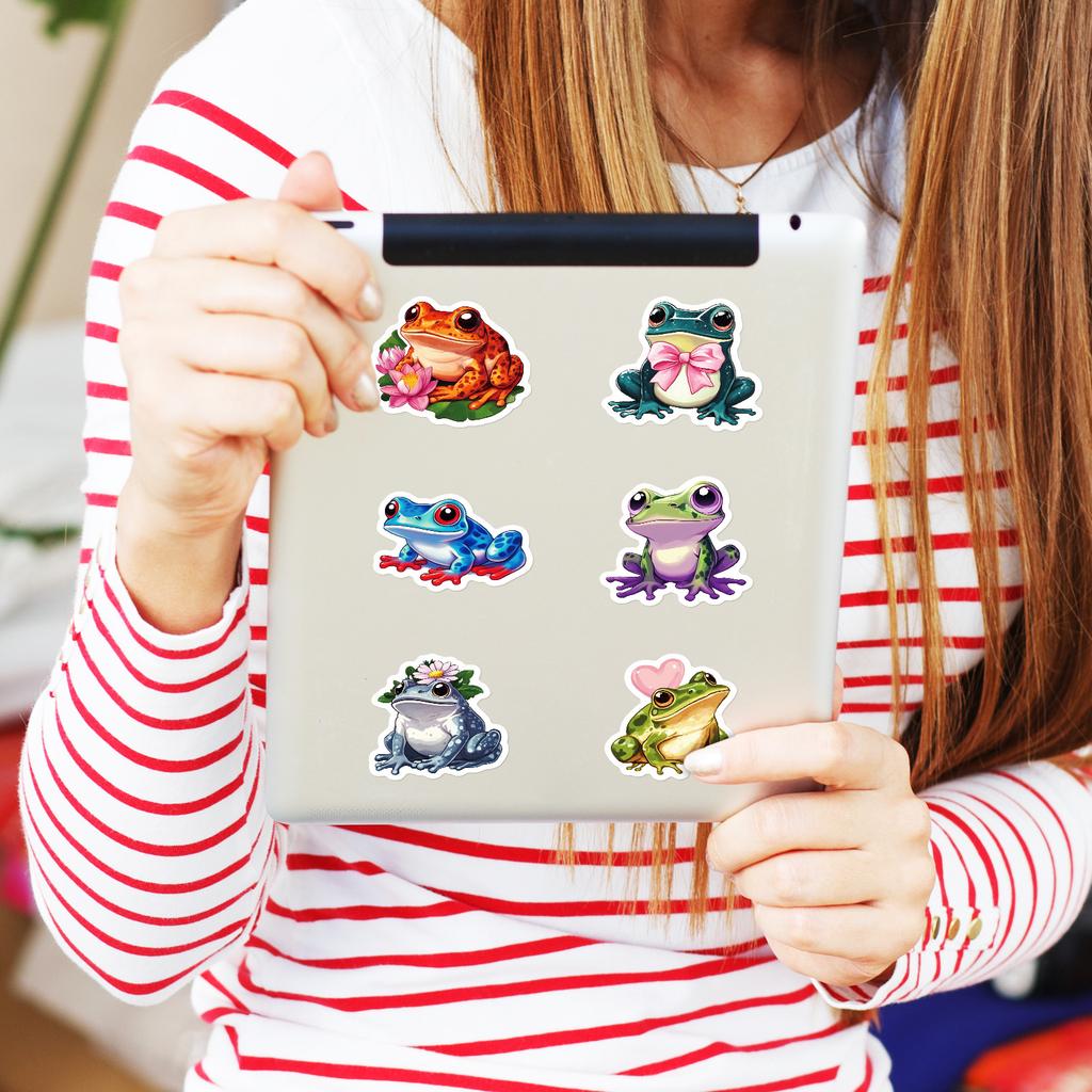 50PCS Cartoon Cute Silly Frog Graffiti Stickers, Waterproof DIY Decals for Phone Notebook