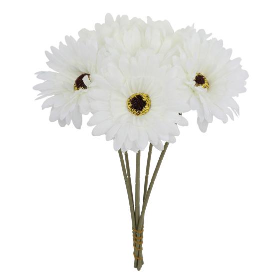 

Yousheng 6 шт. искусственных гербер, искусственные цветы с гибким стеблем, искусственные цветы герберы для цветочной композиции, украшение свадебного стола белый