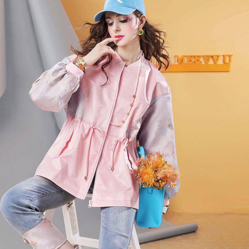 

F338 Свободные приталенные топы с длинным рукавом в стиле хай-энд, в китайском стиле Pink Ordering L