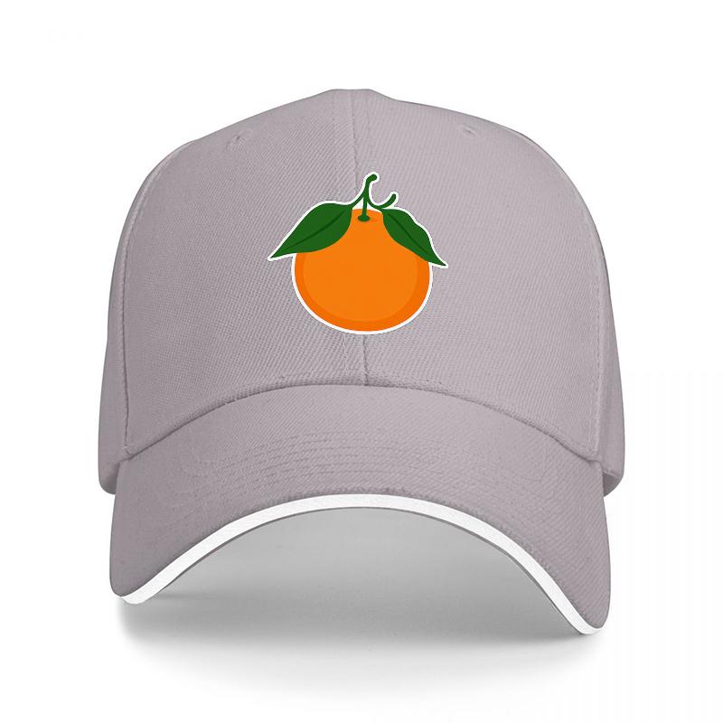 Orange Fruit Logo Black Baseball Cap with White Trim and Vibrant Orange Design for Casual Wear and Outdoor Activities