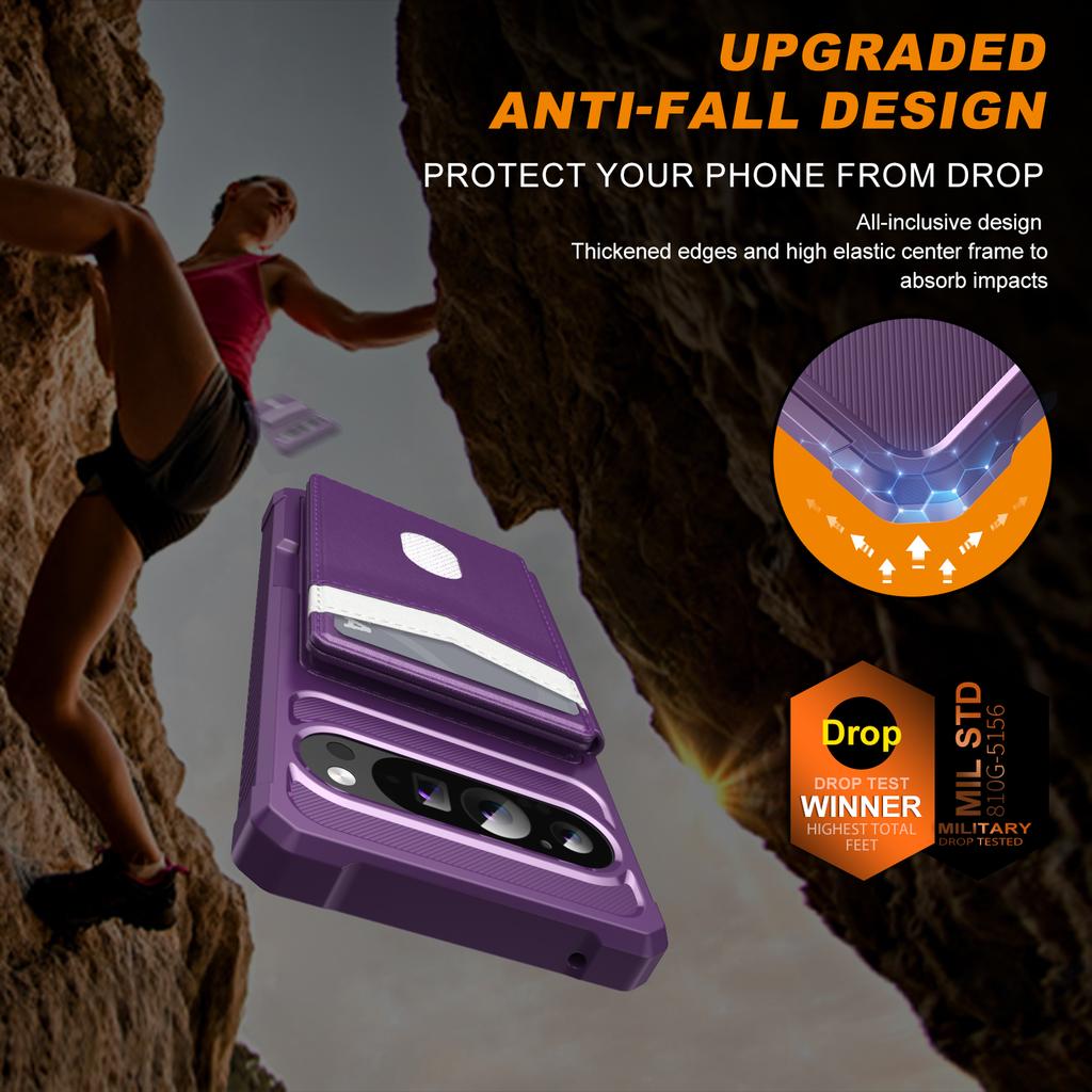 For Google Pixel 10/Pixel 10 Pro Case RFID Blocking Card Slot Kickstand Leather + TPU Phone Cover