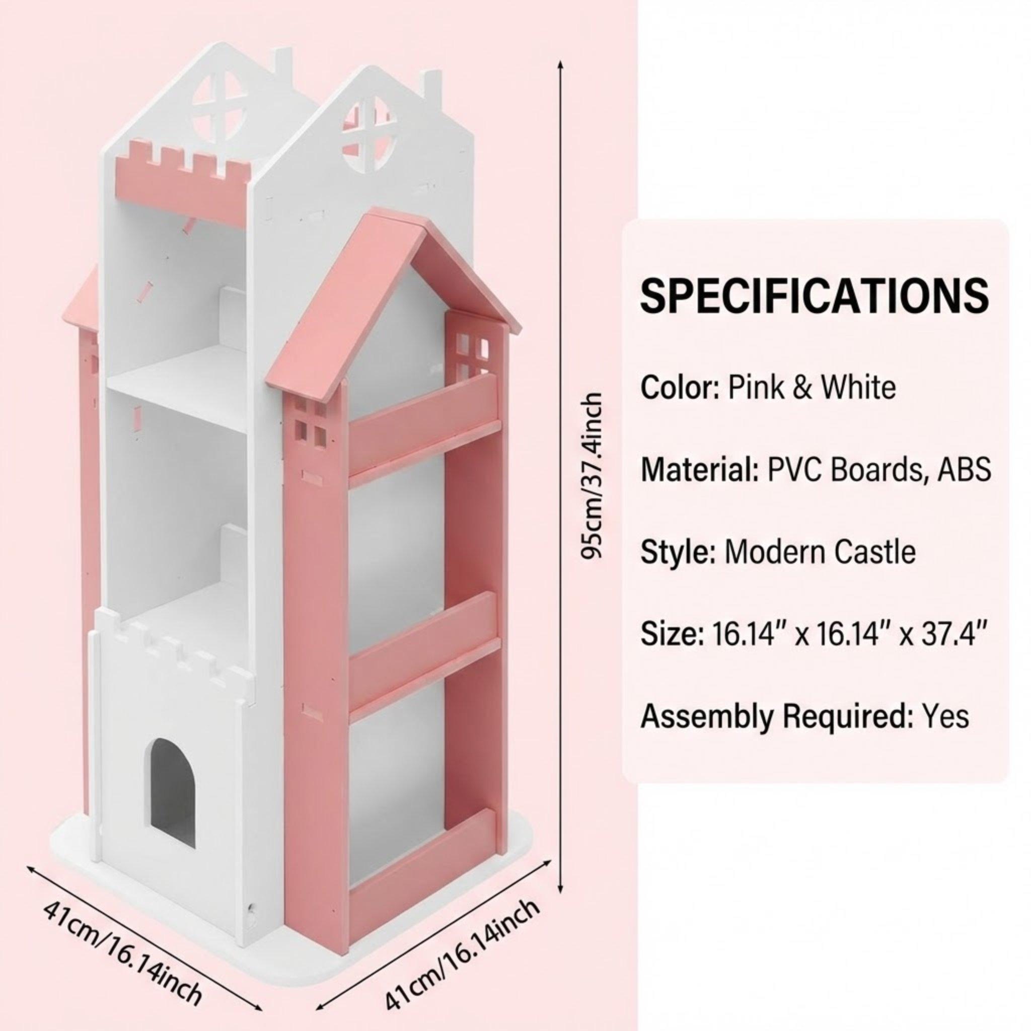 

Розовый Замок Детская Вращающаяся Книжная Полка для Спальни 360° Поворотный Органайзер Деревянная Книжная Полка Стенд для Книг Большая Вместимость 220 фунтов United States