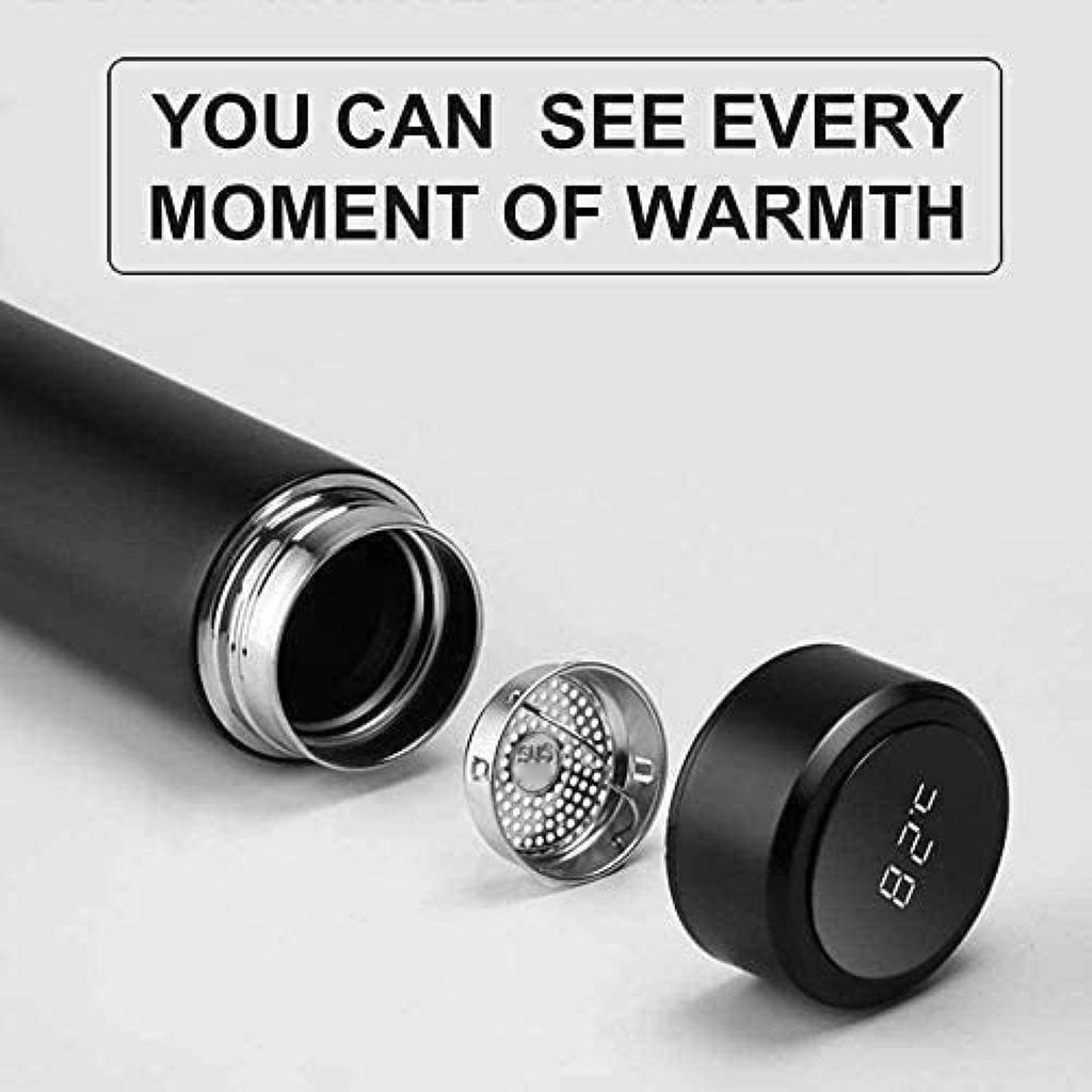 500ml Smarte Vakuumisolierte Edelstahl-Wasserflasche LED-Temperaturanzeige Auslaufsicher Tragbar für Zuhause, Reisen, Sport