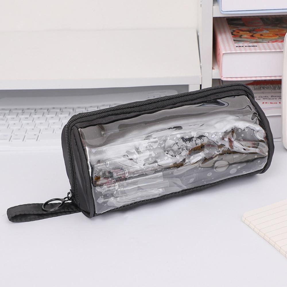 Standing Large Capacity Pencil Bag PVC Zipper Pencil Case Transparent Pencil Case  Student Learning