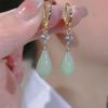 Weidni Elegant Green Magnolia Earrings - Simple, Fashionable, and Versatile Ear Ornaments